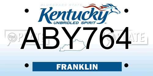 ABY764 Kentucky License Plate