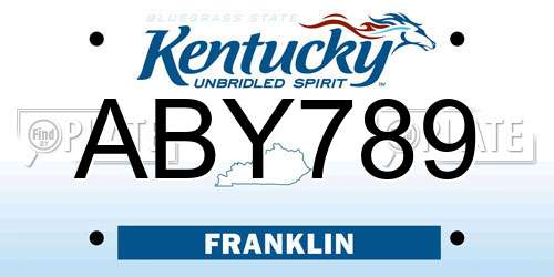 ABY789 Kentucky License Plate