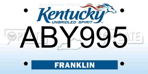 ABY995 Kentucky License Plate