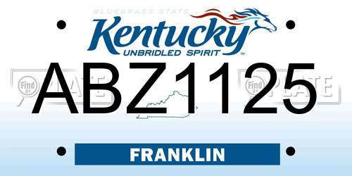 ABZ1125 Kentucky License Plate
