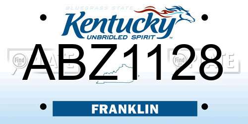 ABZ1128 Kentucky License Plate
