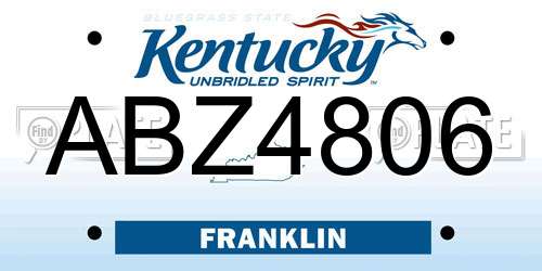 ABZ4806 Kentucky License Plate