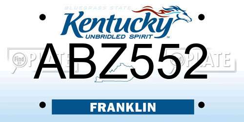 ABZ552 Kentucky License Plate