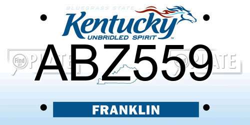 ABZ559 Kentucky License Plate