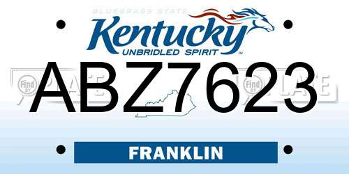 ABZ7623 Kentucky License Plate