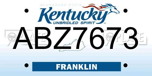 ABZ7673 Kentucky License Plate