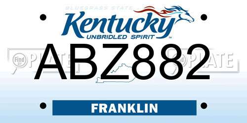 ABZ882 Kentucky License Plate