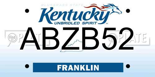 ABZB52 Kentucky License Plate