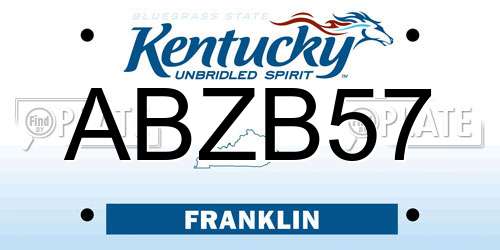 ABZB57 Kentucky License Plate