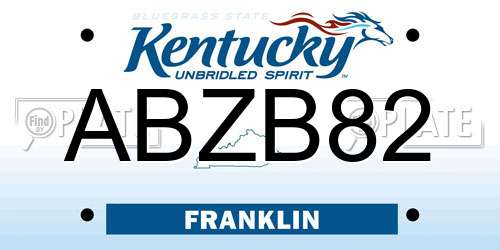 ABZB82 Kentucky License Plate