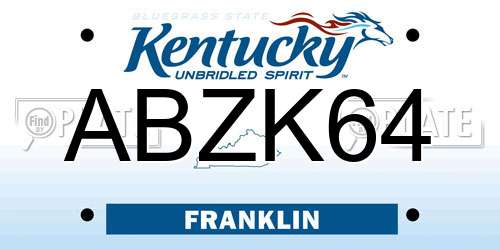 ABZK64 Kentucky License Plate