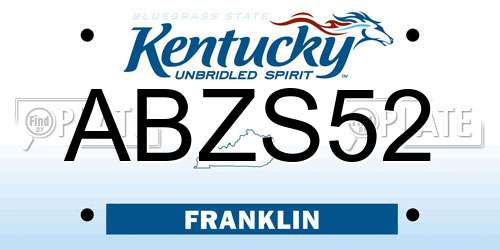 ABZS52 Kentucky License Plate