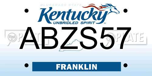 ABZS57 Kentucky License Plate