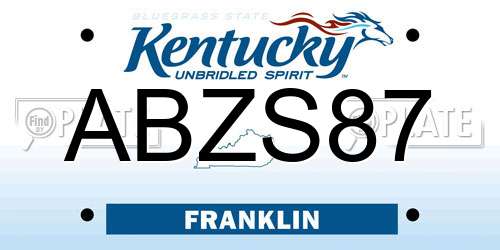 ABZS87 Kentucky License Plate