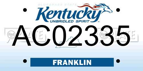 AC02335 Kentucky License Plate