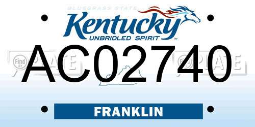 AC02740 Kentucky License Plate