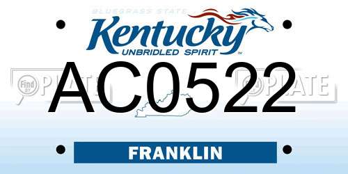 AC0522 Kentucky License Plate