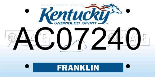 AC07240 Kentucky License Plate