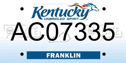 AC07335 Kentucky License Plate