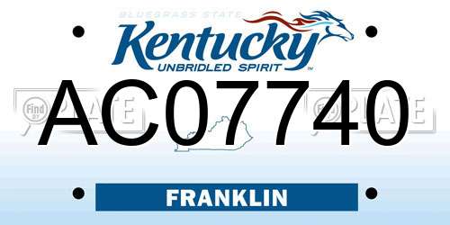 AC07740 Kentucky License Plate