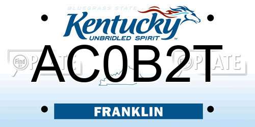 AC0B2T Kentucky License Plate