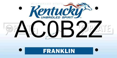 AC0B2Z Kentucky License Plate