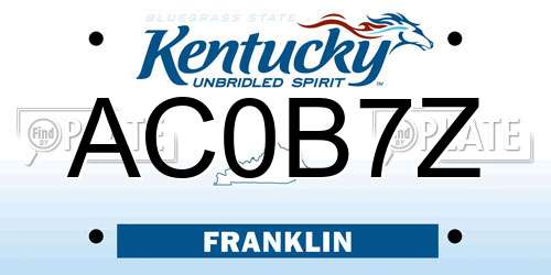 AC0B7Z Kentucky License Plate