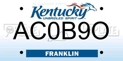 AC0B9O Kentucky License Plate