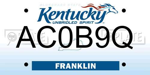 AC0B9Q Kentucky License Plate