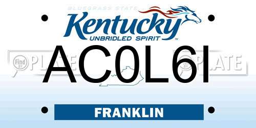 AC0L6I Kentucky License Plate