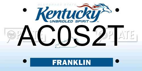 AC0S2T Kentucky License Plate
