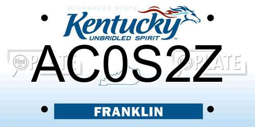 AC0S2Z Kentucky License Plate
