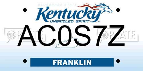 AC0S7Z Kentucky License Plate