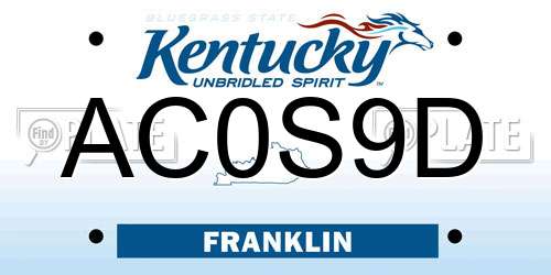 AC0S9D Kentucky License Plate