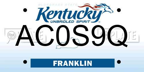 AC0S9Q Kentucky License Plate
