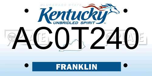 AC0T240 Kentucky License Plate
