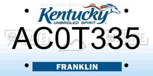 AC0T335 Kentucky License Plate