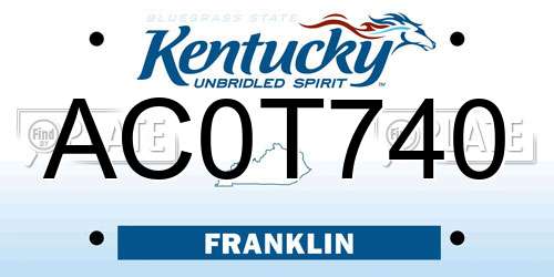 AC0T740 Kentucky License Plate