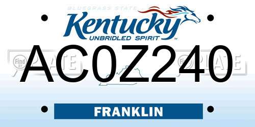 AC0Z240 Kentucky License Plate