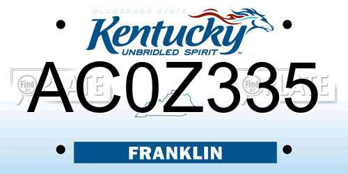 AC0Z335 Kentucky License Plate