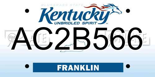 AC2B566 Kentucky License Plate