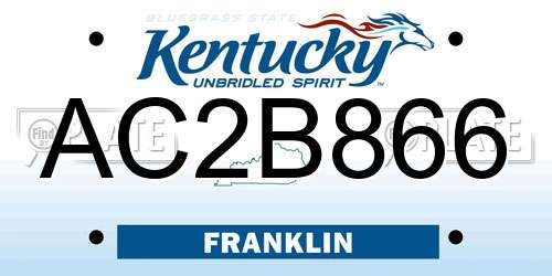 AC2B866 Kentucky License Plate