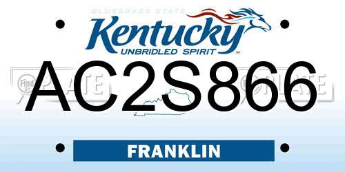 AC2S866 Kentucky License Plate