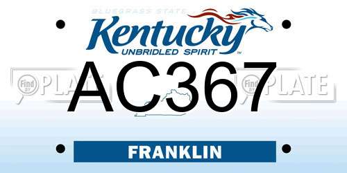 AC367 Kentucky License Plate