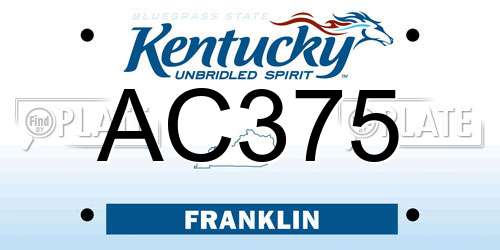 AC375 Kentucky License Plate