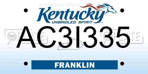 AC3I335 Kentucky License Plate