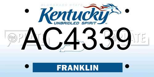 AC4339 Kentucky License Plate