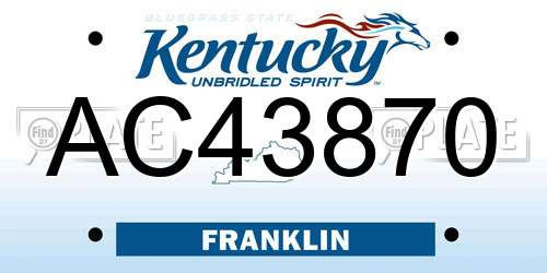 AC43870 Kentucky License Plate