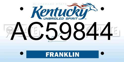 AC59844 Kentucky License Plate