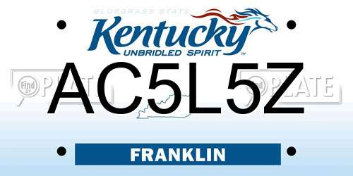 AC5L5Z Kentucky License Plate